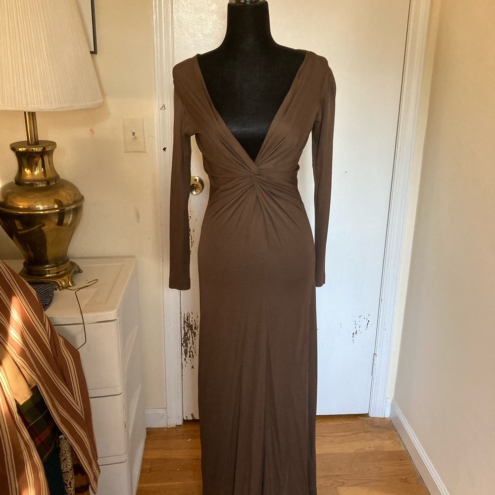 Vintage Georgio Beverly Hills Brown Silk Jersey Full Length evening Gown 6